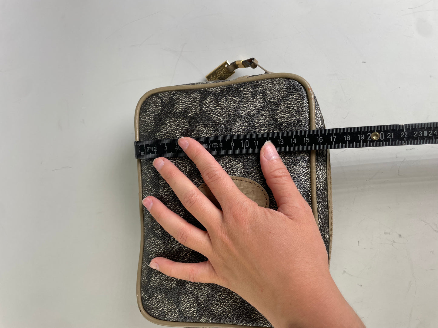 Vintage Saint Laurent Coated Canvas Cosmetic Pouch Beige Black