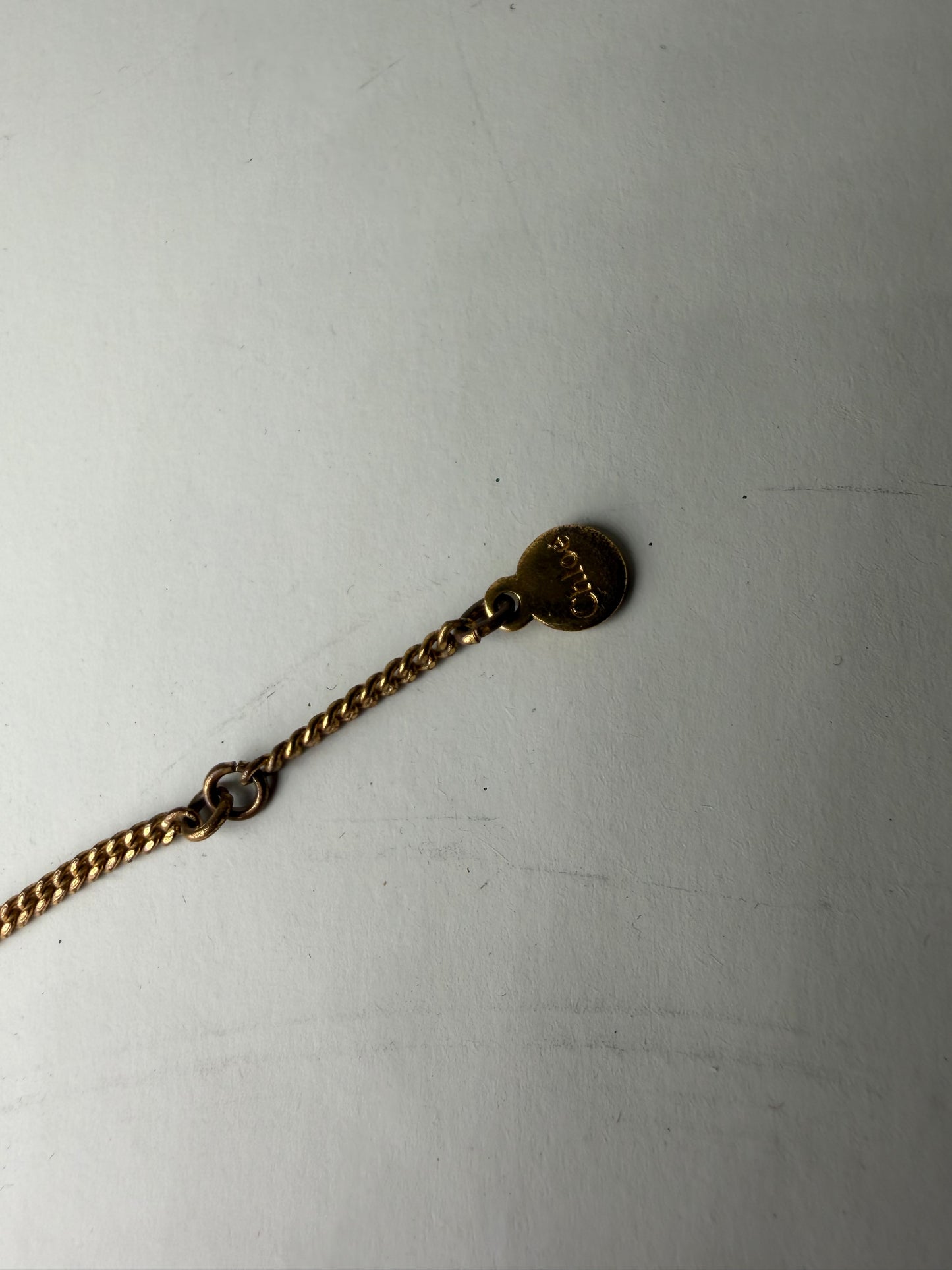Vintage Chloe Lock and Key Charm Necklace Gold-Tone Chain