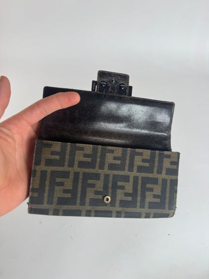 Portefeuille vintage Fendi Baguette en cuir marron