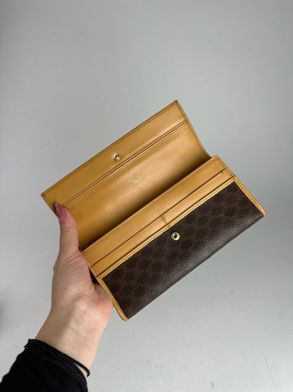 Vintage Celine Paris leather monogram wallet brown