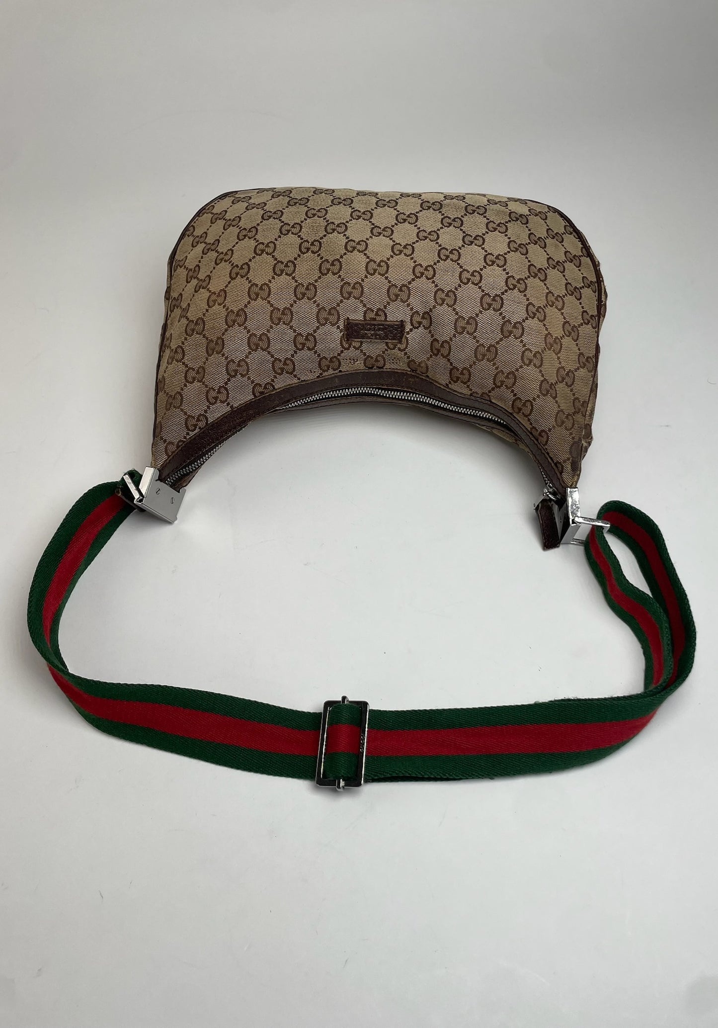 Vintage Gucci Croissant Multiway Monogram Bag beige brown