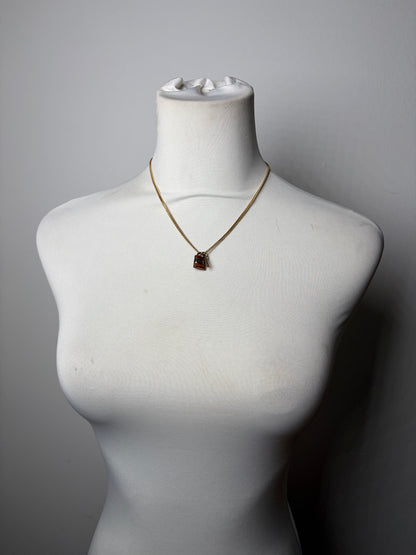 Vintage Chloe Lock and Key Charm Necklace Gold-Tone Chain