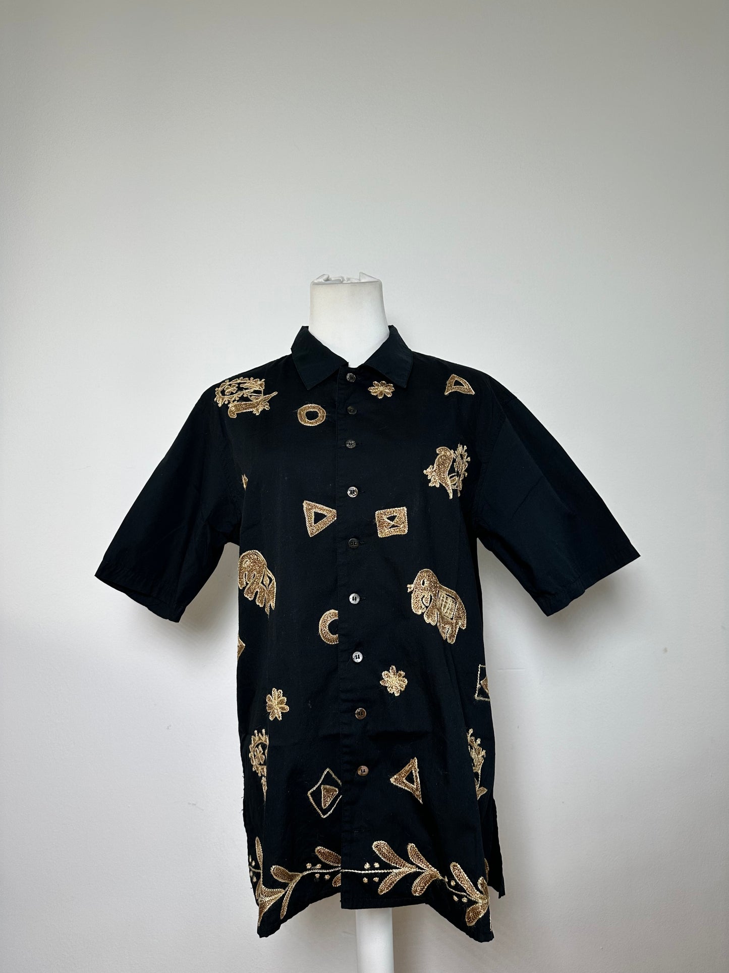 Vintage Issey Miyake Hai Sporting Cotton Shirt Black Gold M