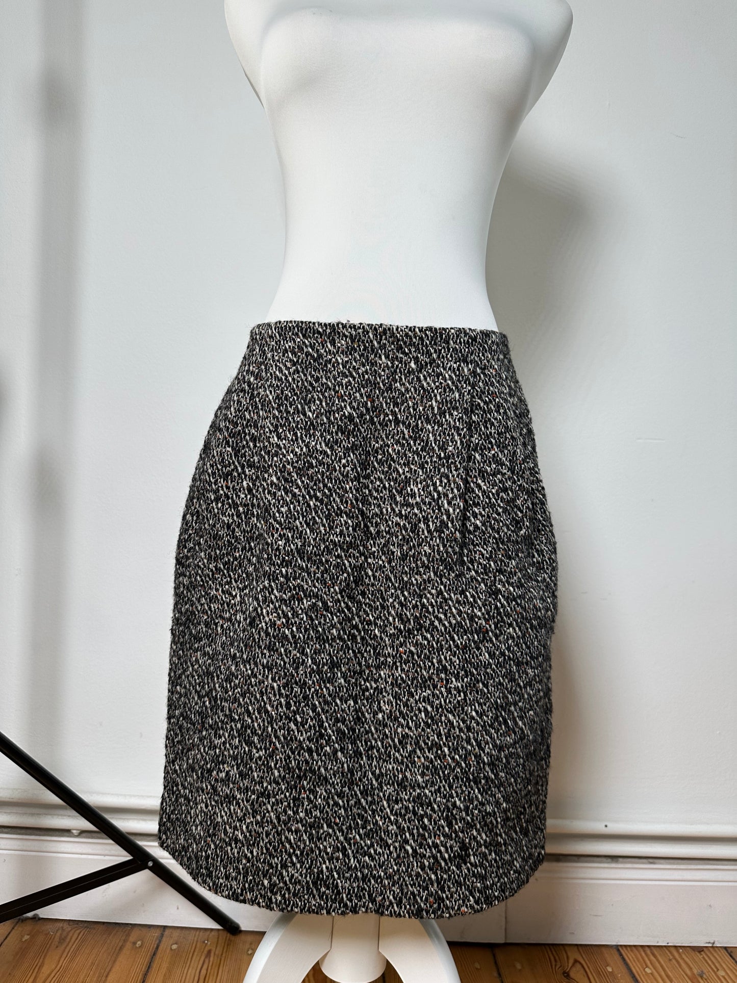 Vintage Celine Tweed Skirt Black White Red c. 2000