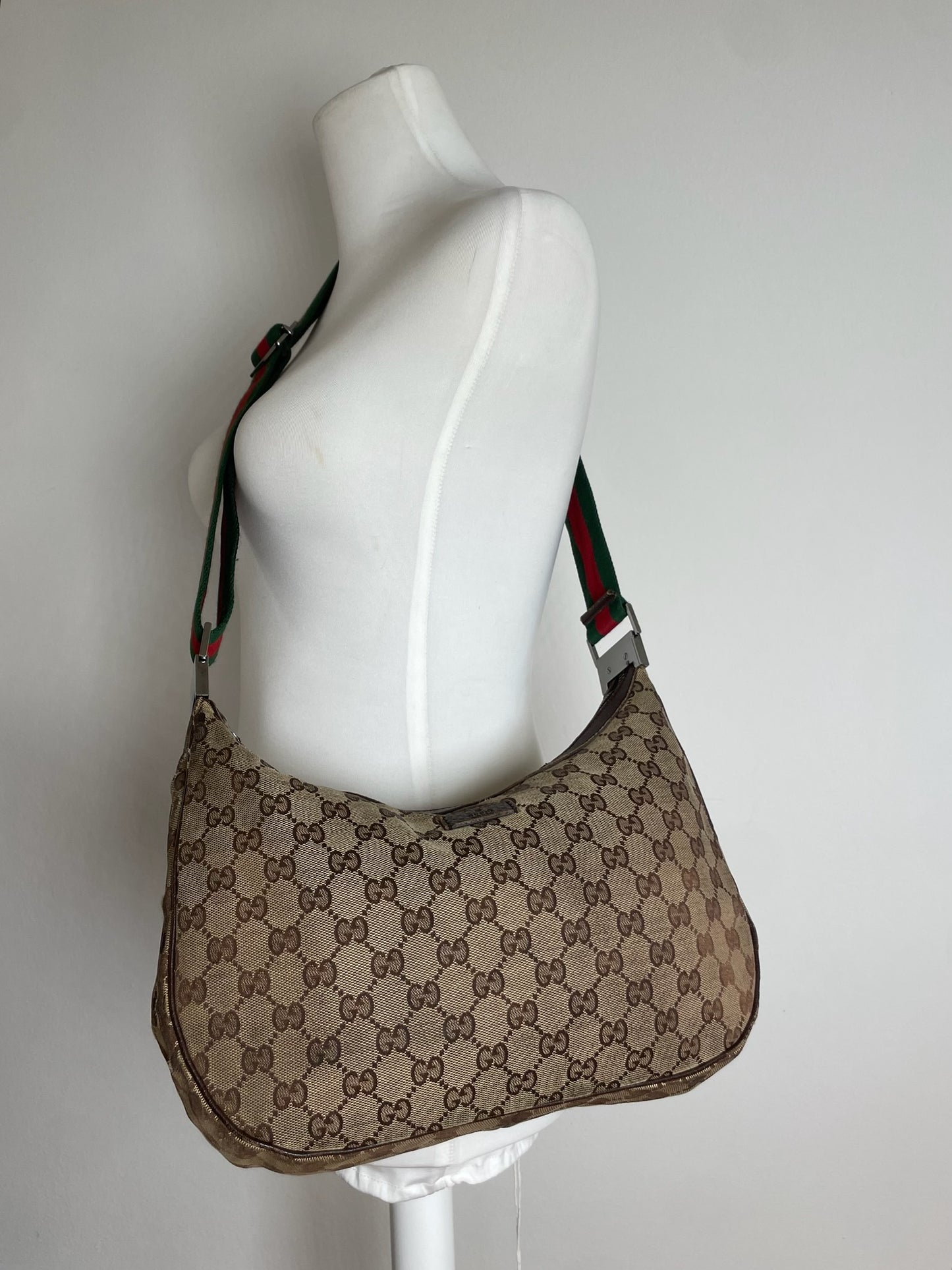 Vintage Gucci Croissant Multiway Monogram Bag beige brown