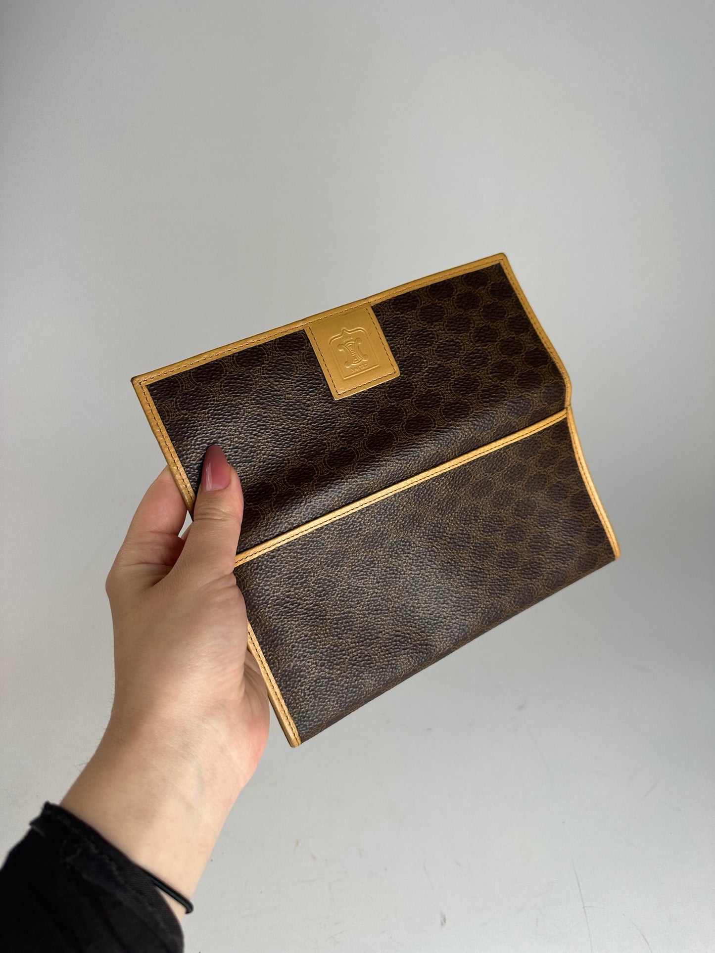 Vintage Celine Paris leather monogram wallet brown