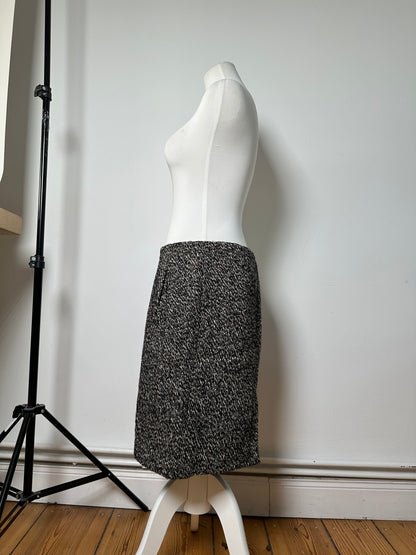 Vintage Celine Tweed Skirt Black White Red c. 2000