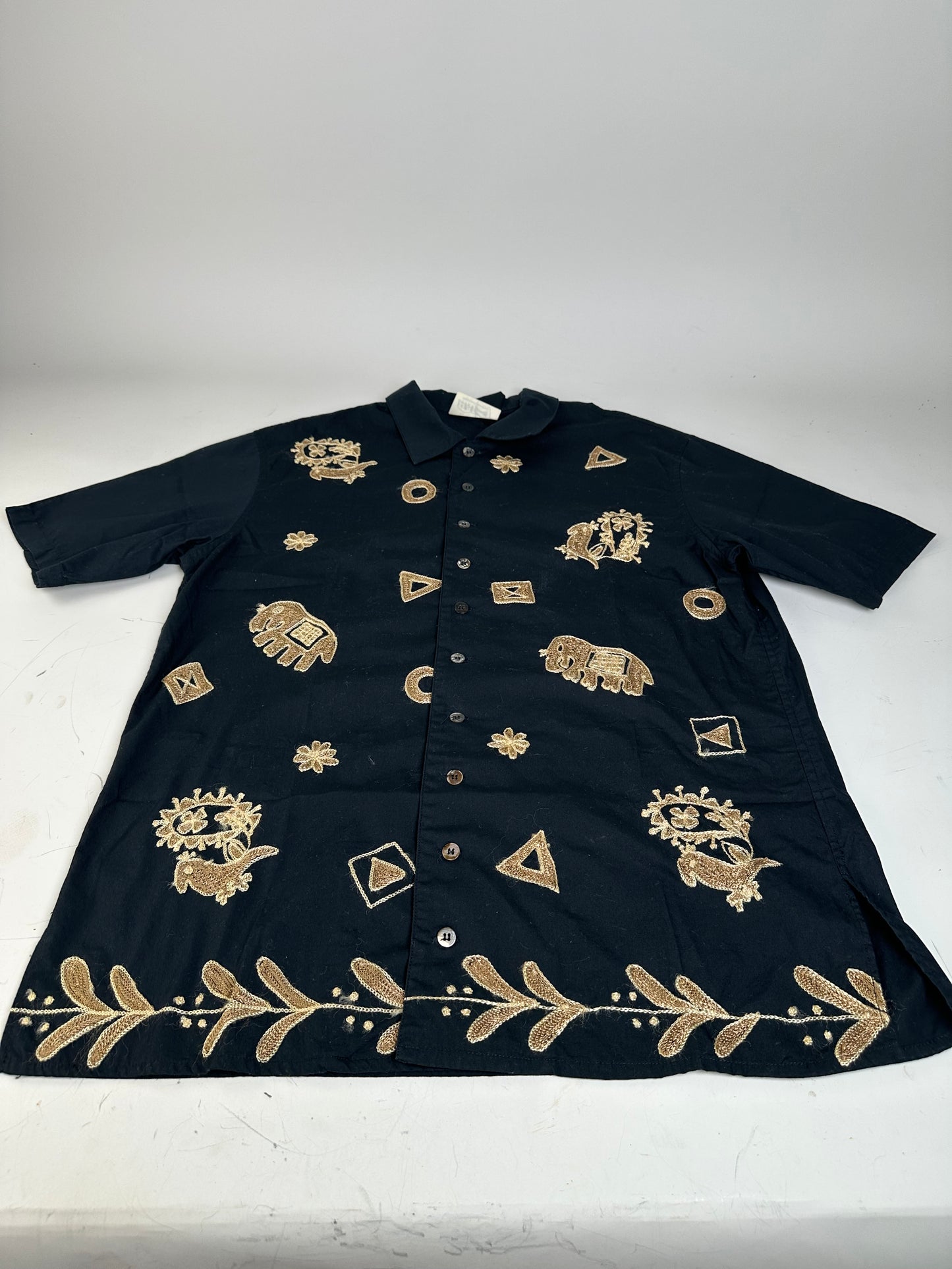 Vintage Issey Miyake Hai Sporting Cotton Shirt Black Gold M