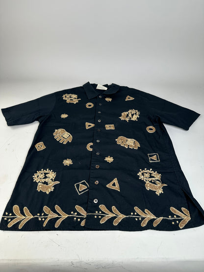 Vintage Issey Miyake Hai Sporting Cotton Shirt Black Gold M
