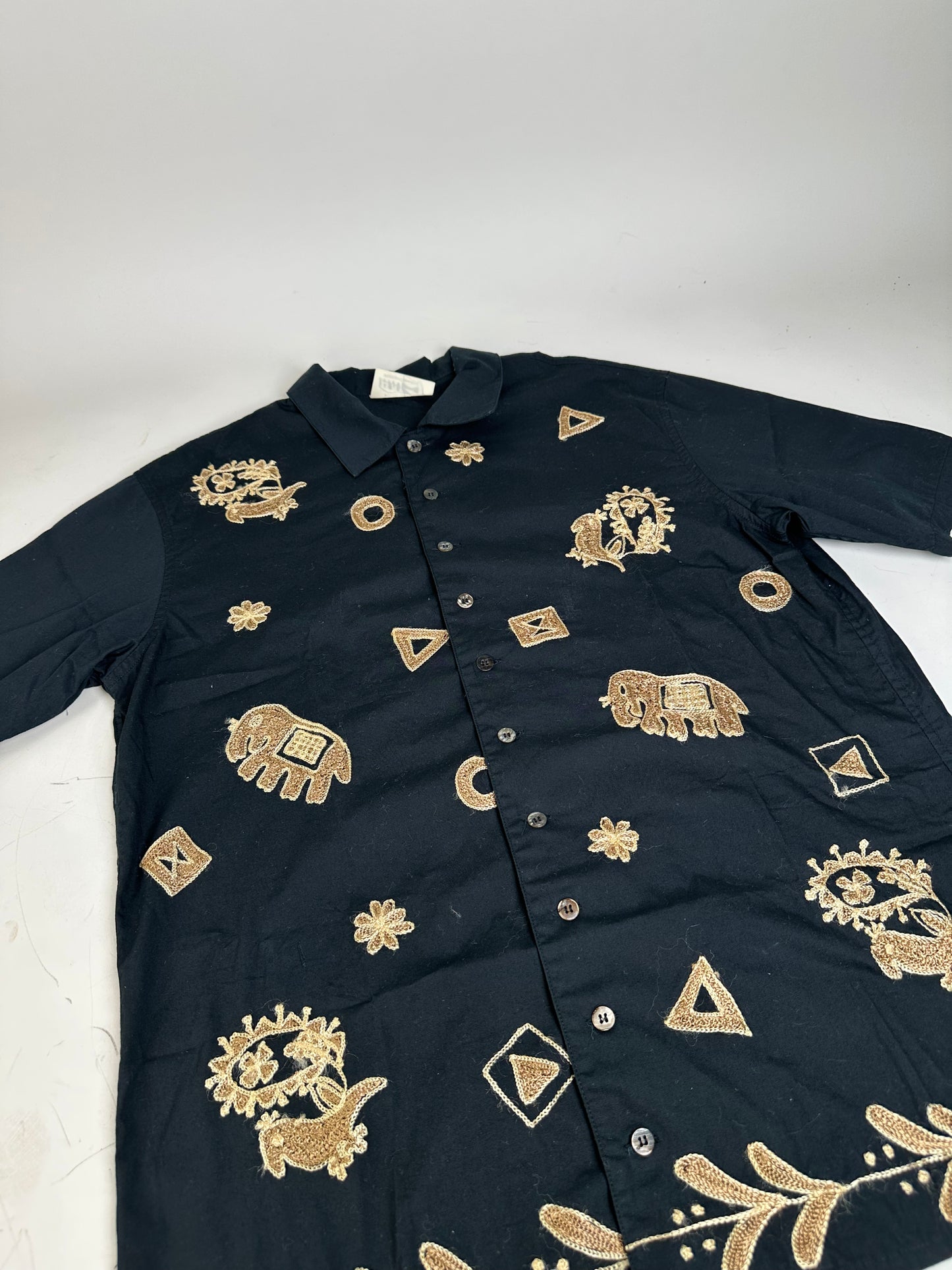 Vintage Issey Miyake Hai Sporting Cotton Shirt Black Gold M