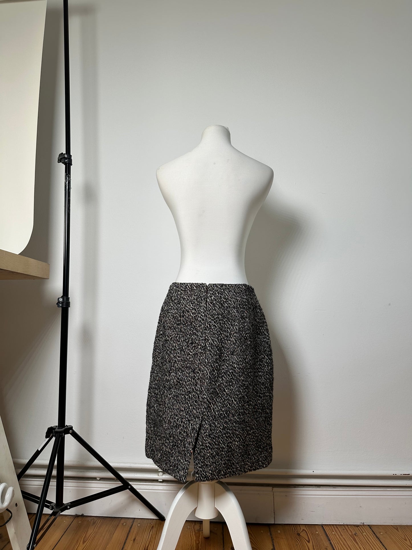 Vintage Celine Tweed Skirt Black White Red c. 2000