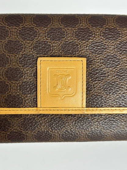 Vintage Celine Paris leather monogram wallet brown