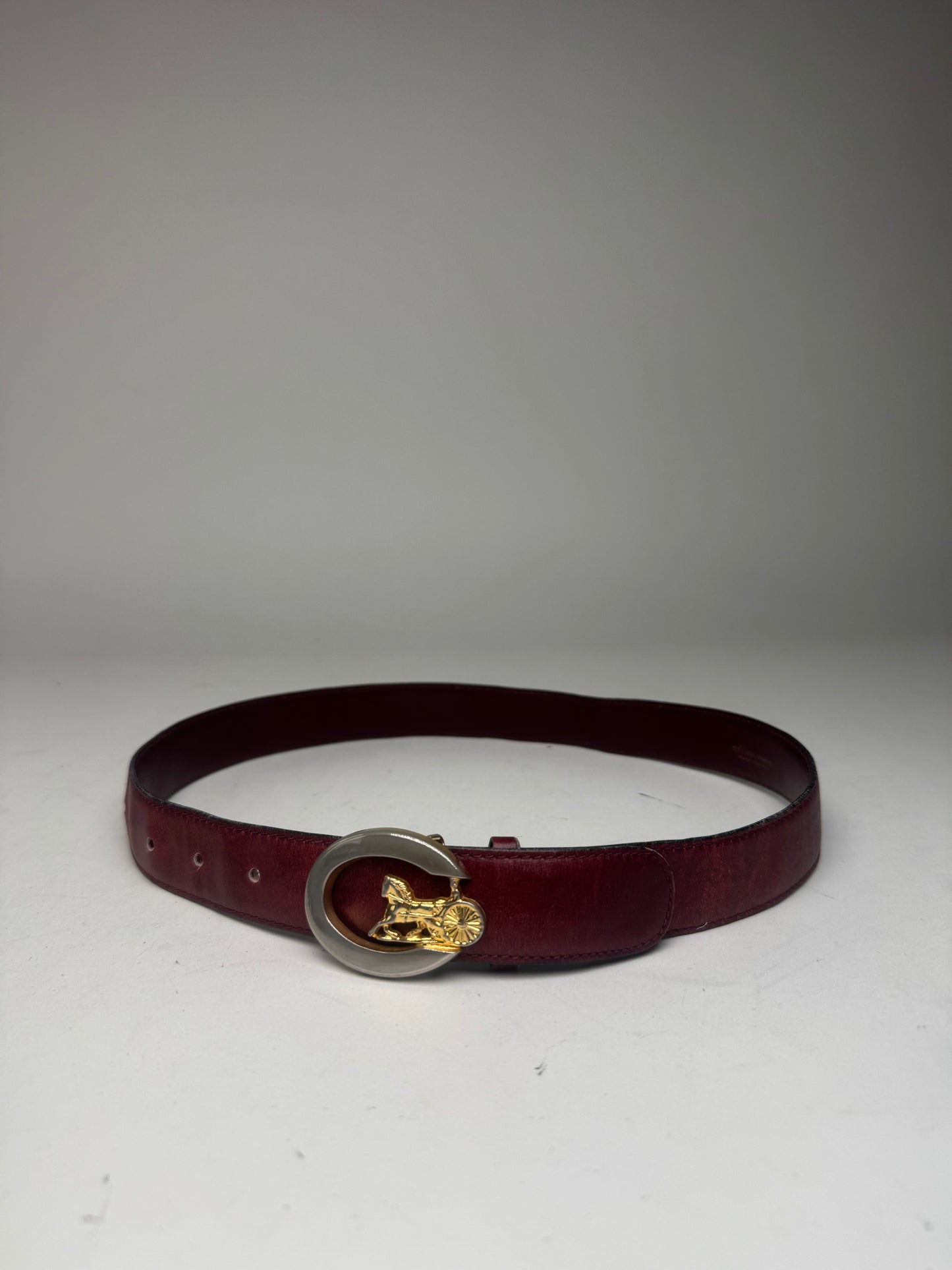 Vintage Celine Paris Leather Belt Burgundy