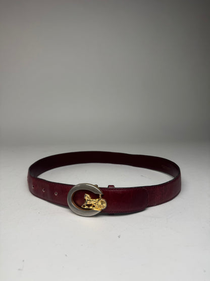 Vintage Celine Paris Leather Belt Burgundy