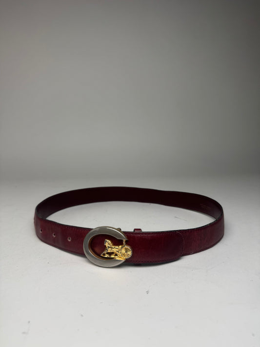 Vintage Celine Paris Leather Belt Burgundy