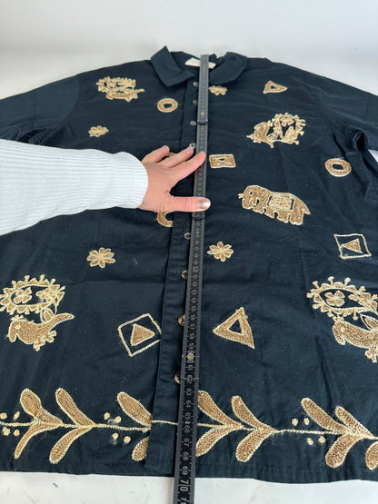 Vintage Issey Miyake Hai Sporting Cotton Shirt Black Gold M