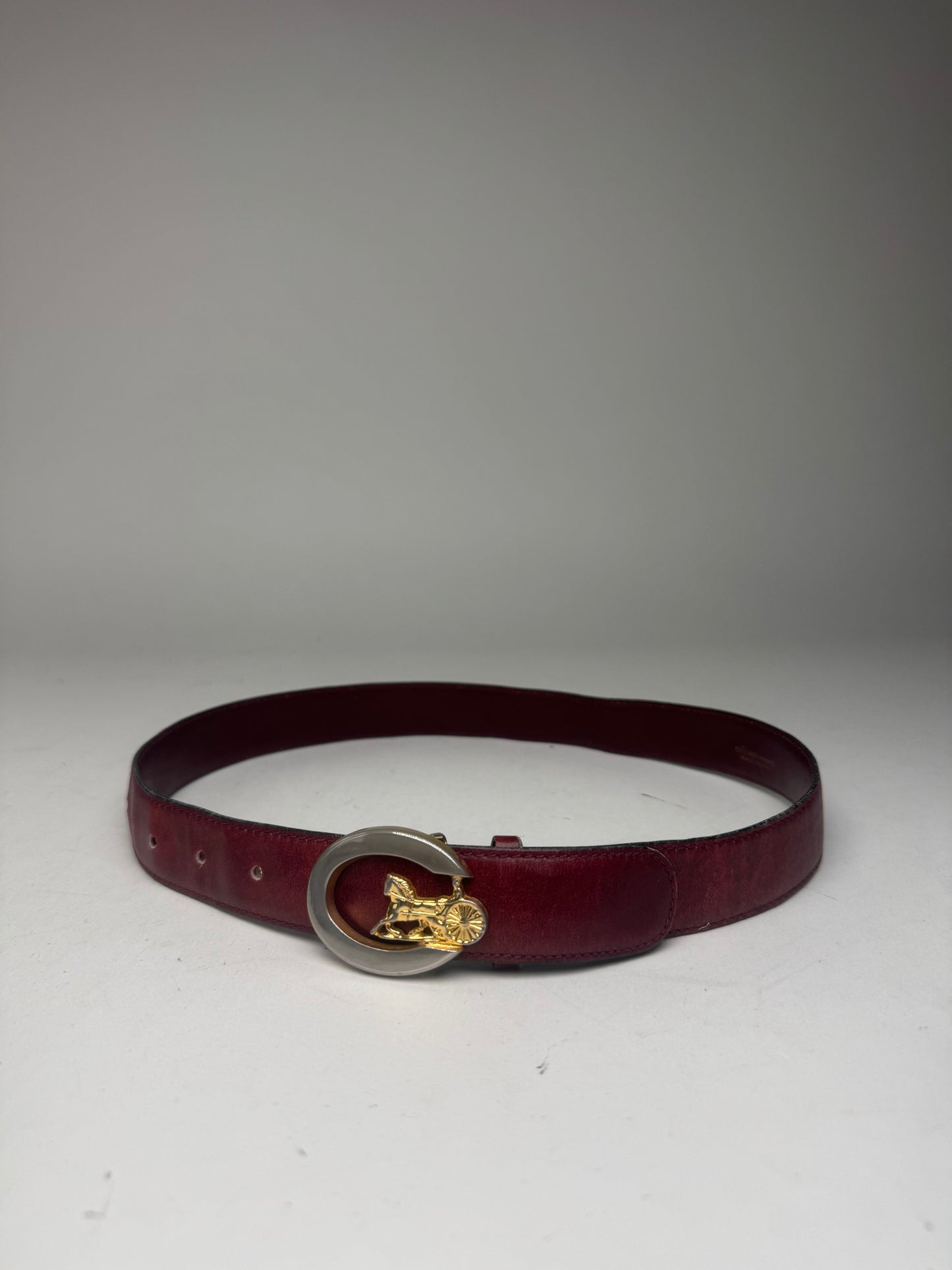 Vintage Celine Paris Leather Belt Burgundy