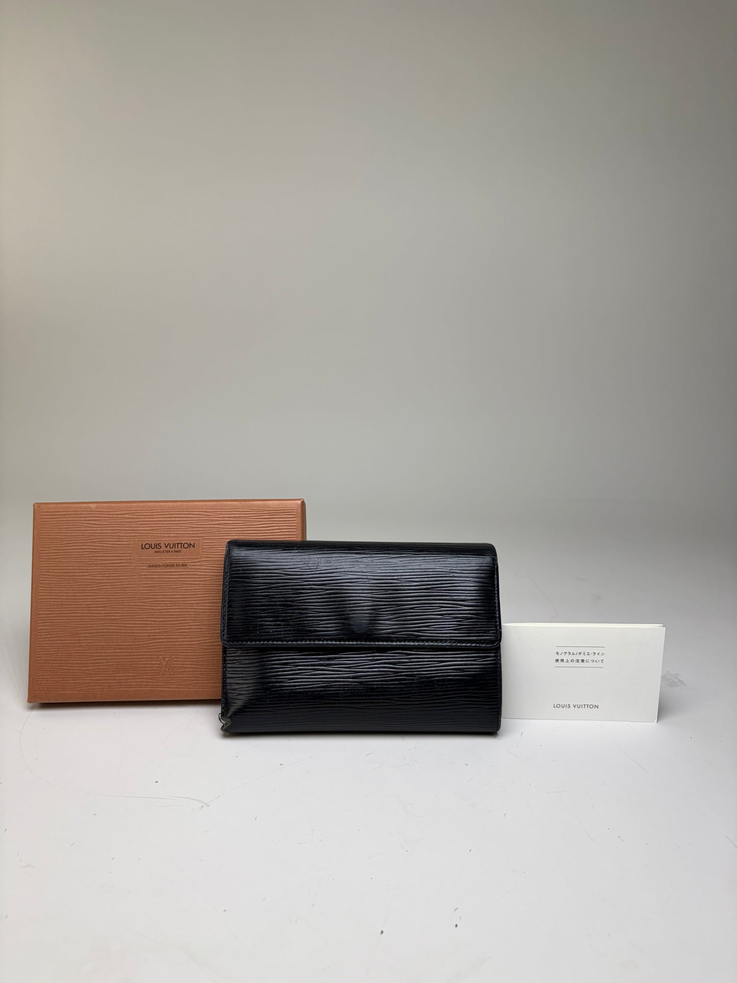 Vintage Louis Vuitton Epi Leather Wallet Black Gold
