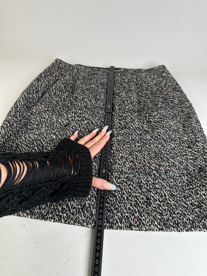 Vintage Celine Tweed Skirt Black White Red c. 2000