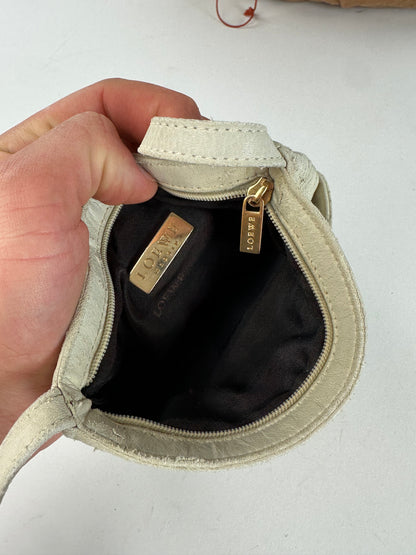 Vintage Loewe Mini Crossbody Bag Leather Cream