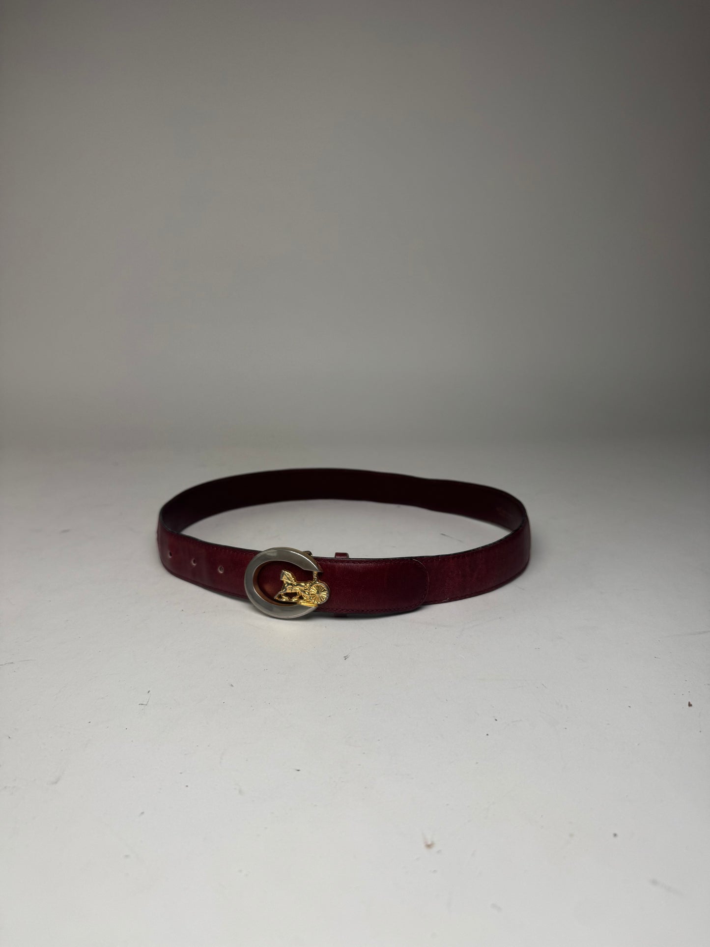 Vintage Celine Paris Leather Belt Burgundy