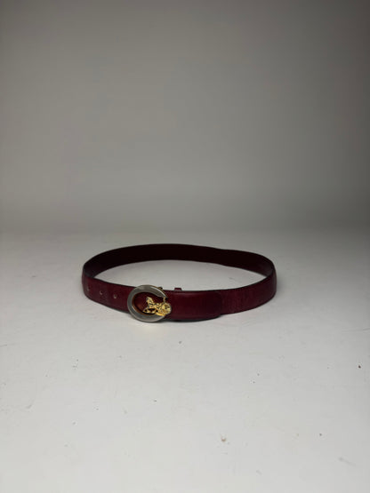 Vintage Celine Paris Leather Belt Burgundy