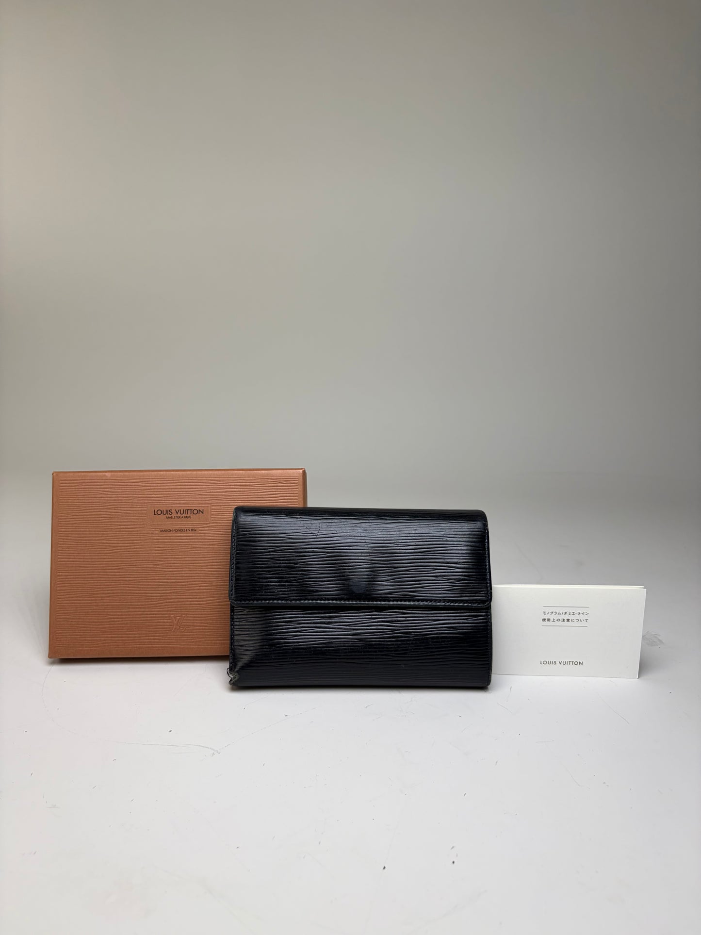Vintage Louis Vuitton Epi Leather Wallet Black Gold