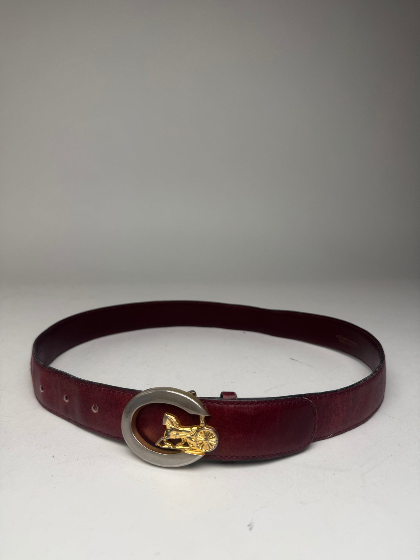 Vintage Celine Paris Leather Belt Burgundy