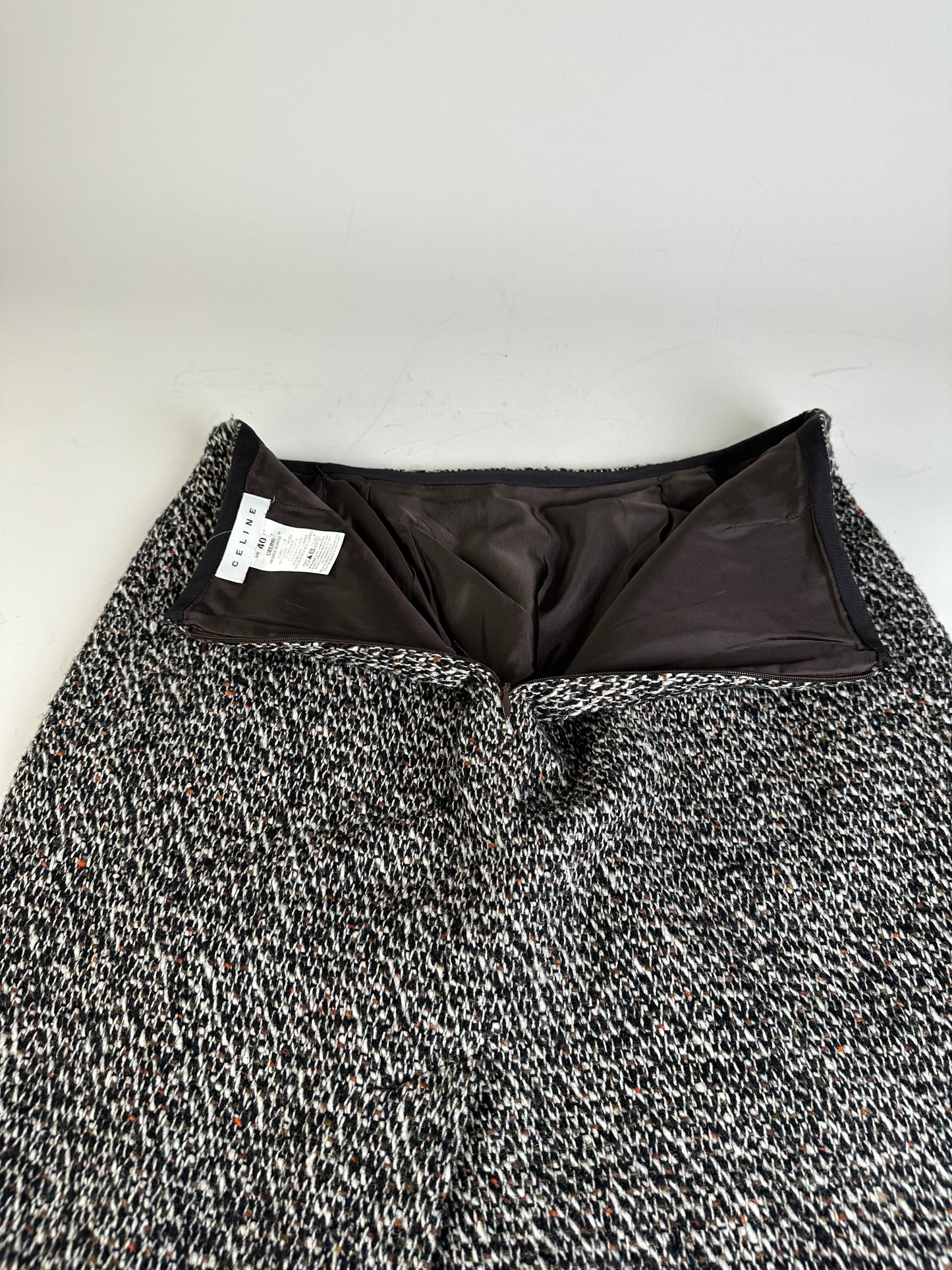 Vintage Celine Tweed Skirt Black White Red c. 2000