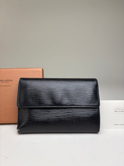 Vintage Louis Vuitton Epi Leather Wallet Black Gold