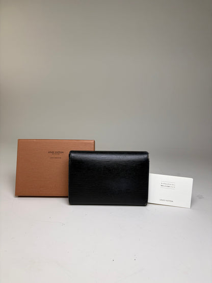 Vintage Louis Vuitton Epi Leather Wallet Black Gold