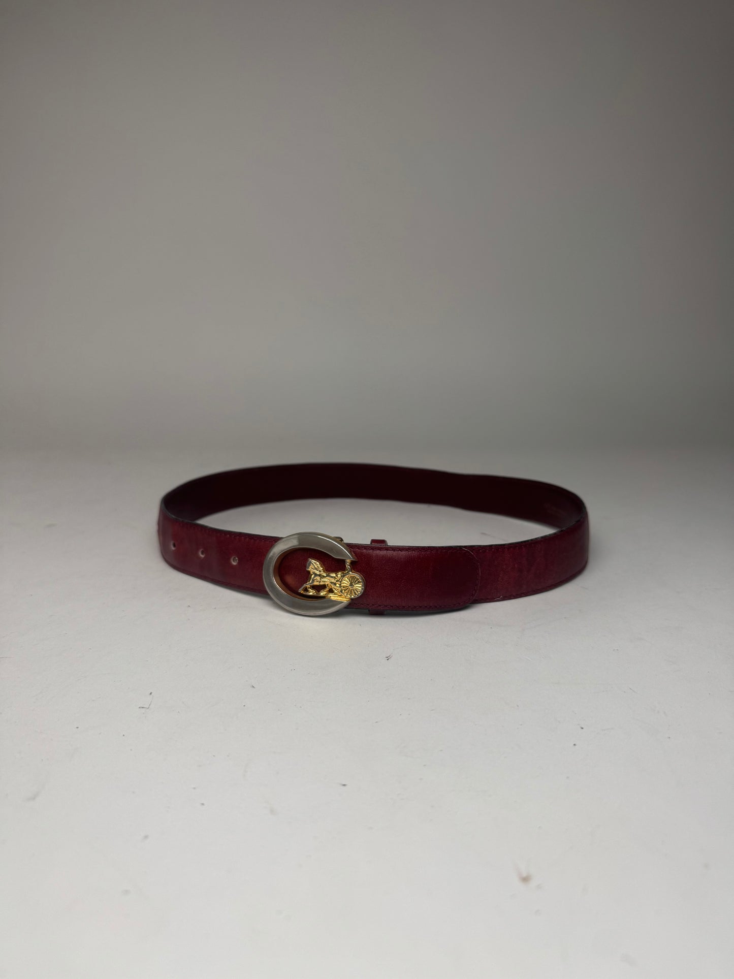 Vintage Celine Paris Leather Belt Burgundy