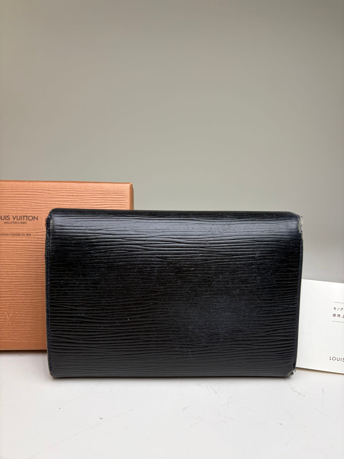 Vintage Louis Vuitton Epi Leather Wallet Black Gold