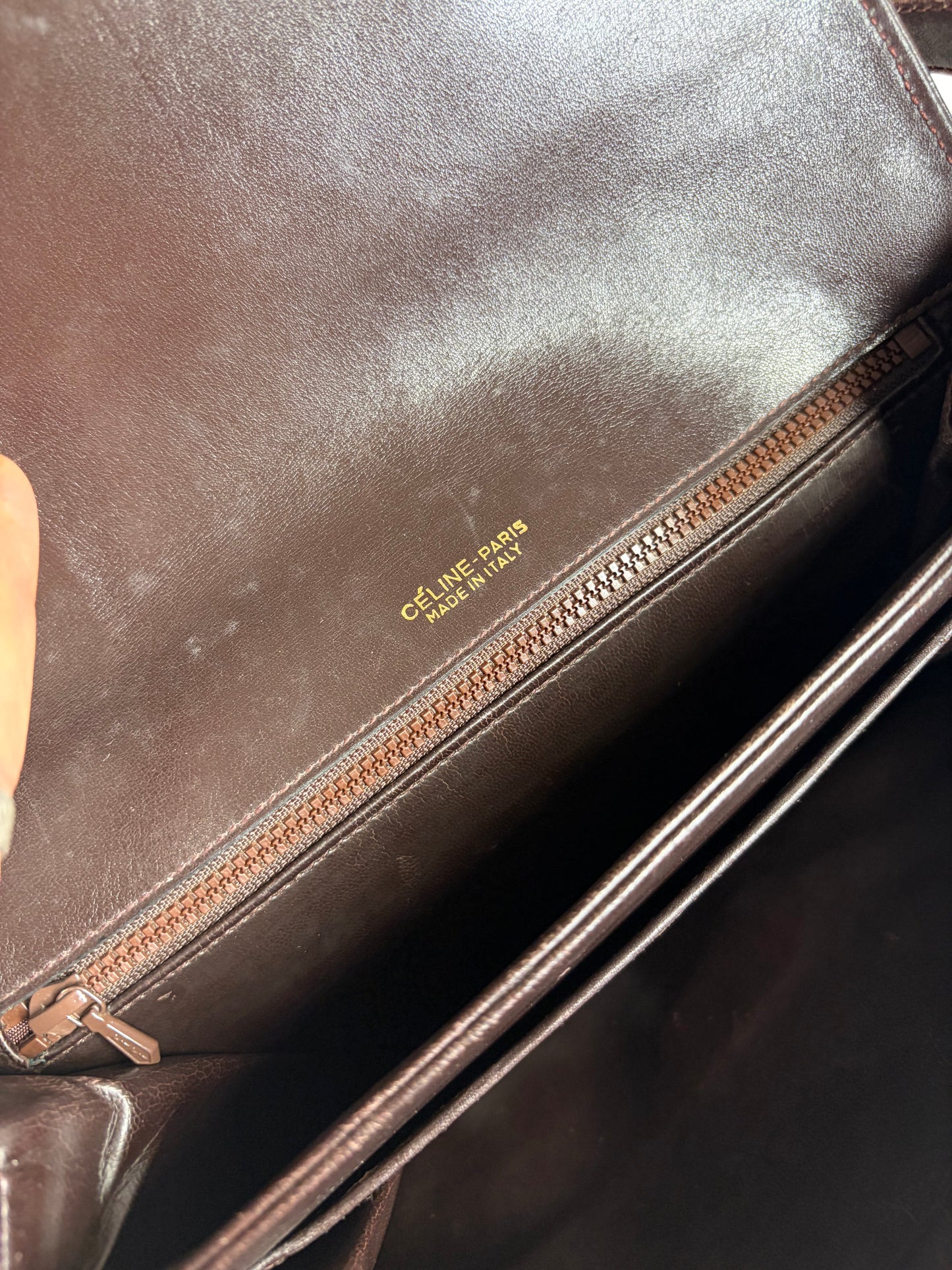 Vintage Celine Monogram Canvas Shoulder Bag Brown Gold