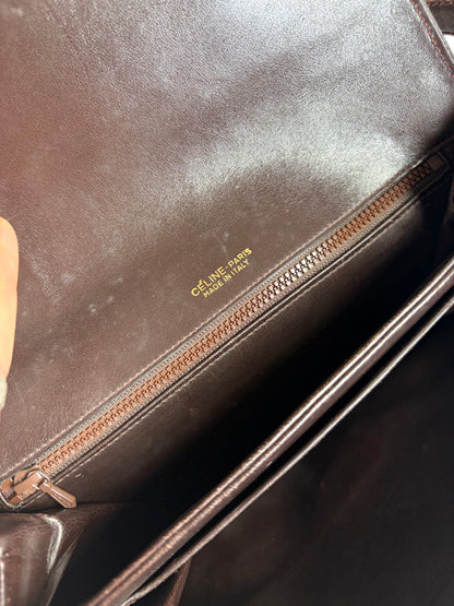 Vintage Celine Monogram Canvas Shoulder Bag Brown Gold