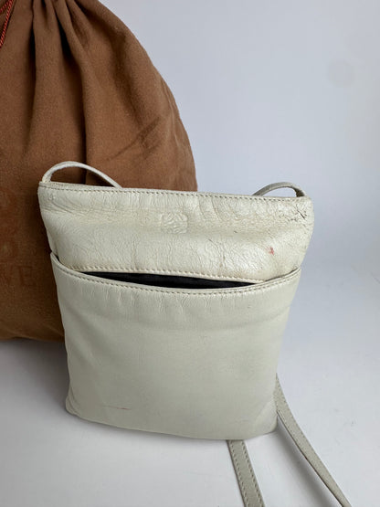 Vintage Loewe Mini Crossbody Bag Leather Cream