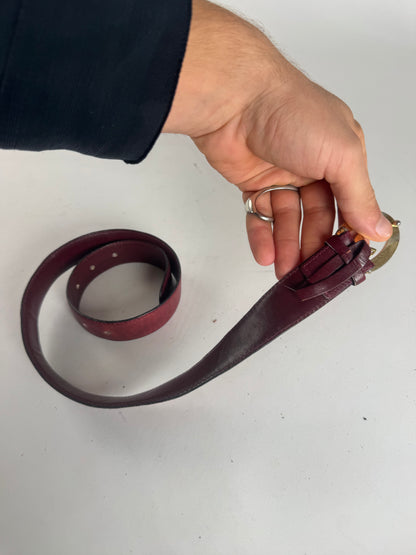 Vintage Celine Paris Leather Belt Burgundy