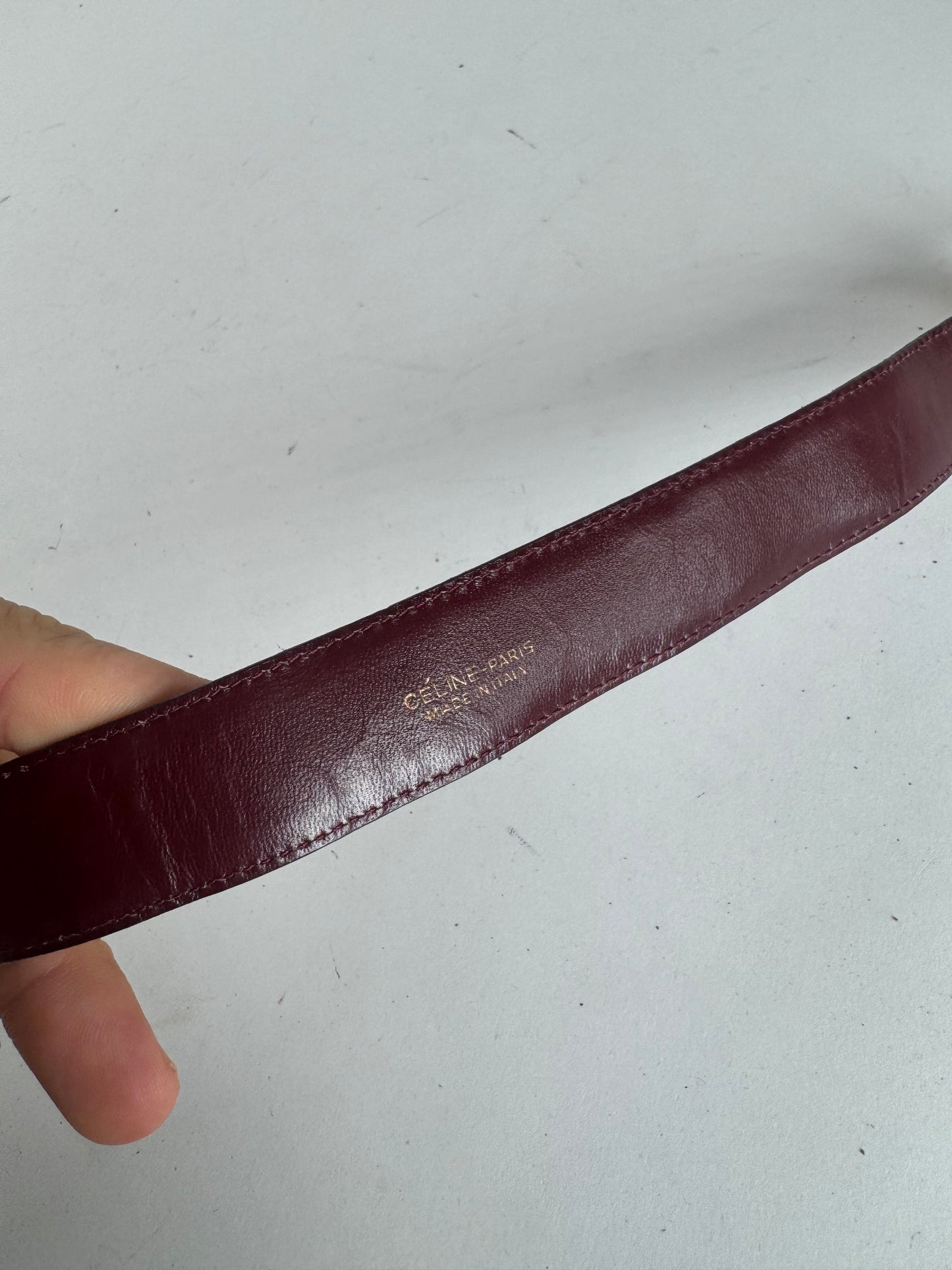 Vintage Celine Paris Leather Belt Burgundy