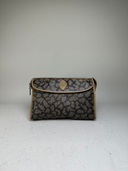 Vintage Yves Saint Laurent Coated Canvas Clutch Black Beige