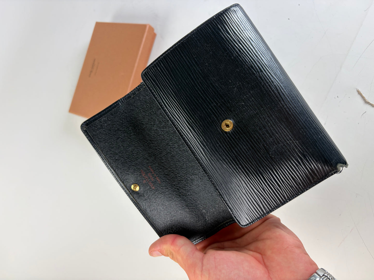 Vintage Louis Vuitton Epi Leather Wallet Black Gold