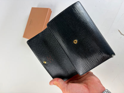Vintage Louis Vuitton Epi Leather Wallet Black Gold