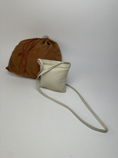 Vintage Loewe Mini Crossbody Bag Leather Cream