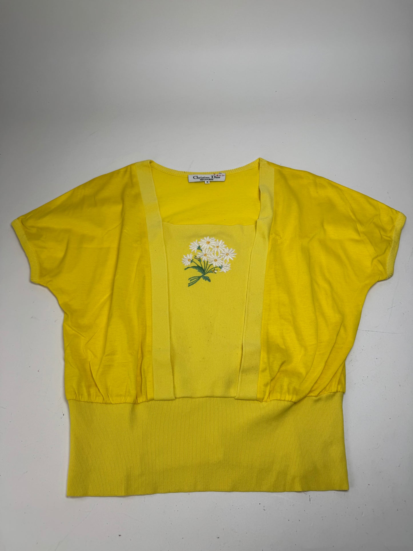 Vintage Dior Floral Shirt Yellow M