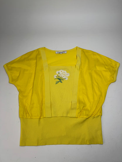 Vintage Dior Floral Shirt Yellow M