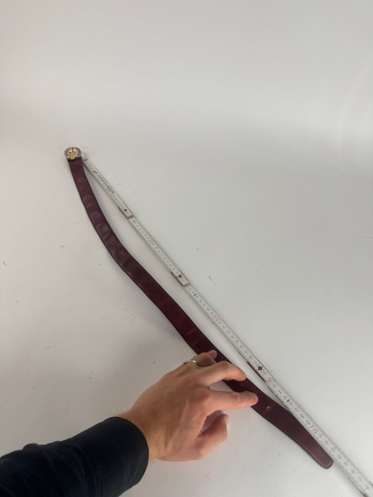 Vintage Celine Paris Leather Belt Burgundy