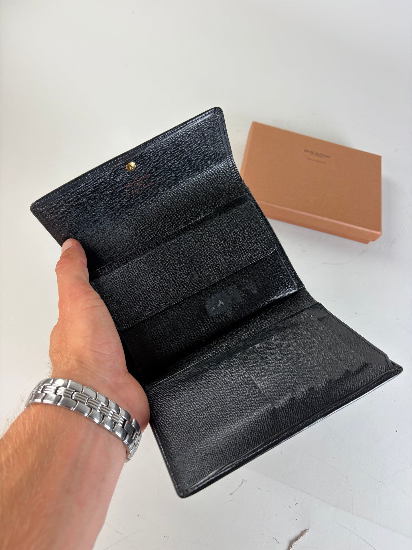 Vintage Louis Vuitton Epi Leather Wallet Black Gold