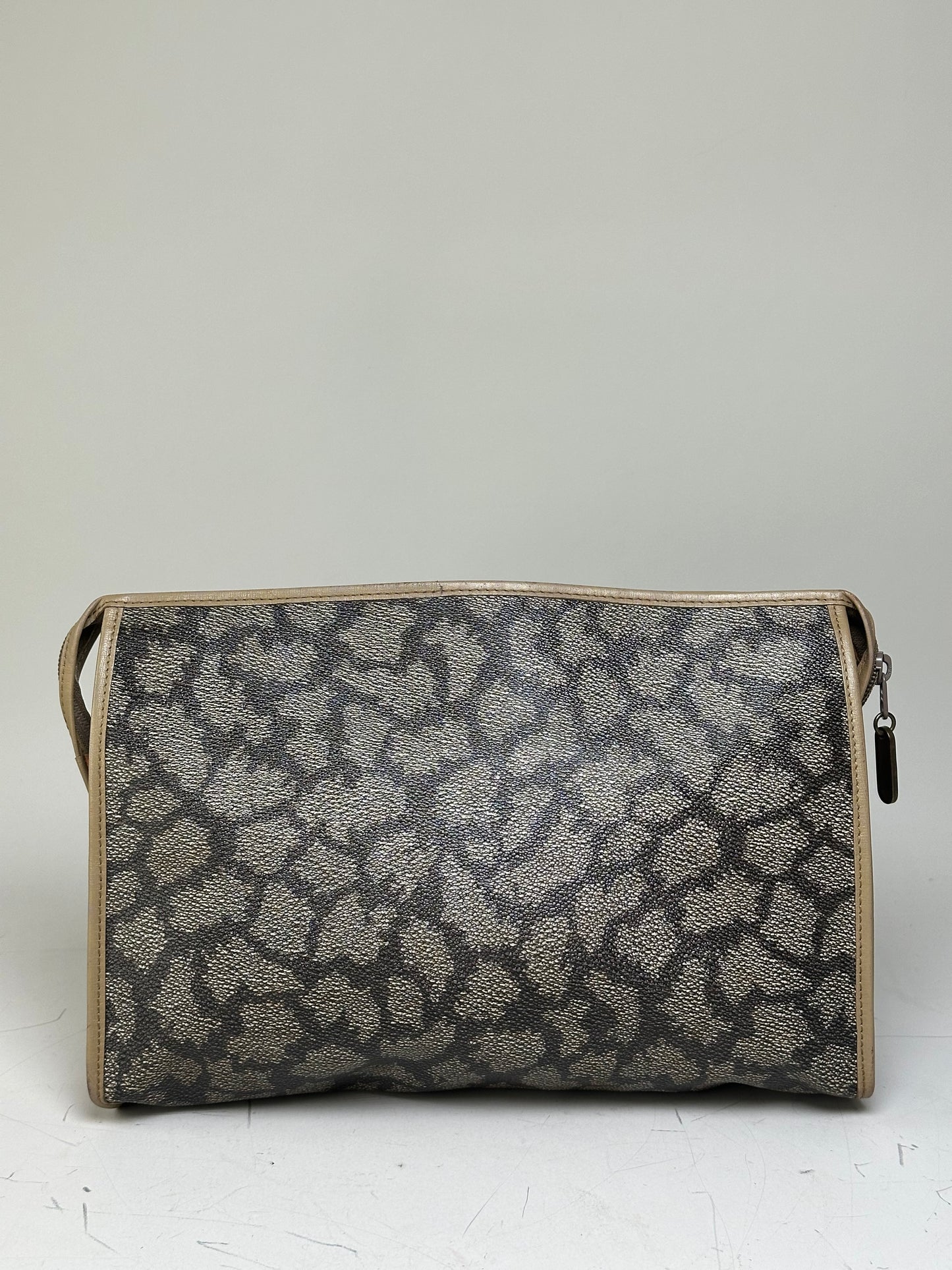 Vintage Yves Saint Laurent Coated Canvas Clutch Black Beige