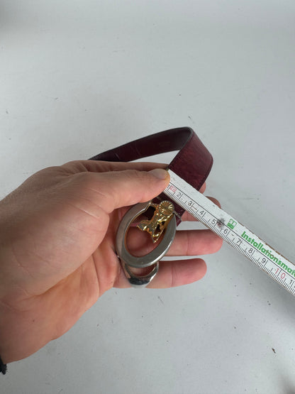 Vintage Celine Paris Leather Belt Burgundy