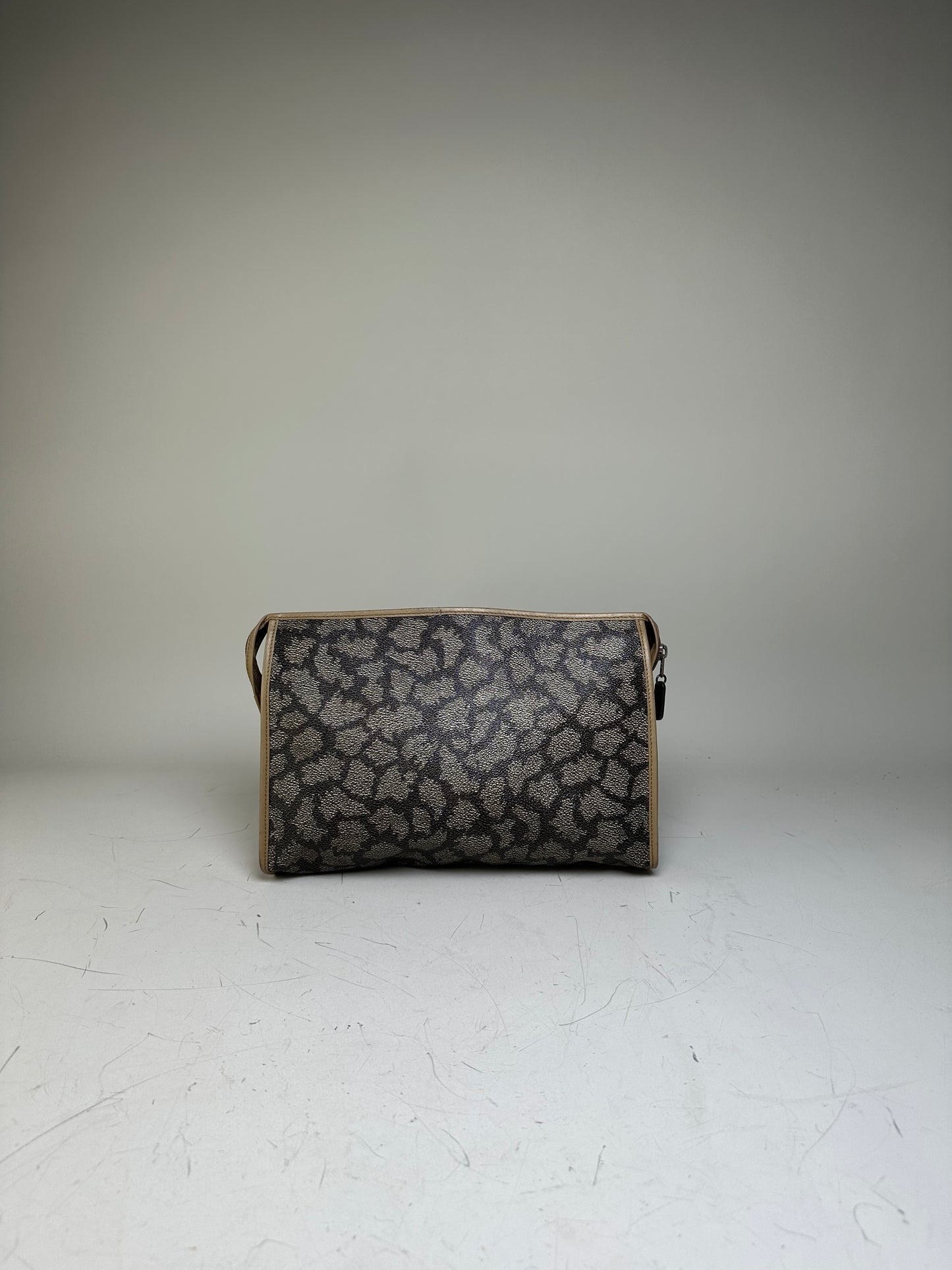 Vintage Yves Saint Laurent Coated Canvas Clutch Black Beige