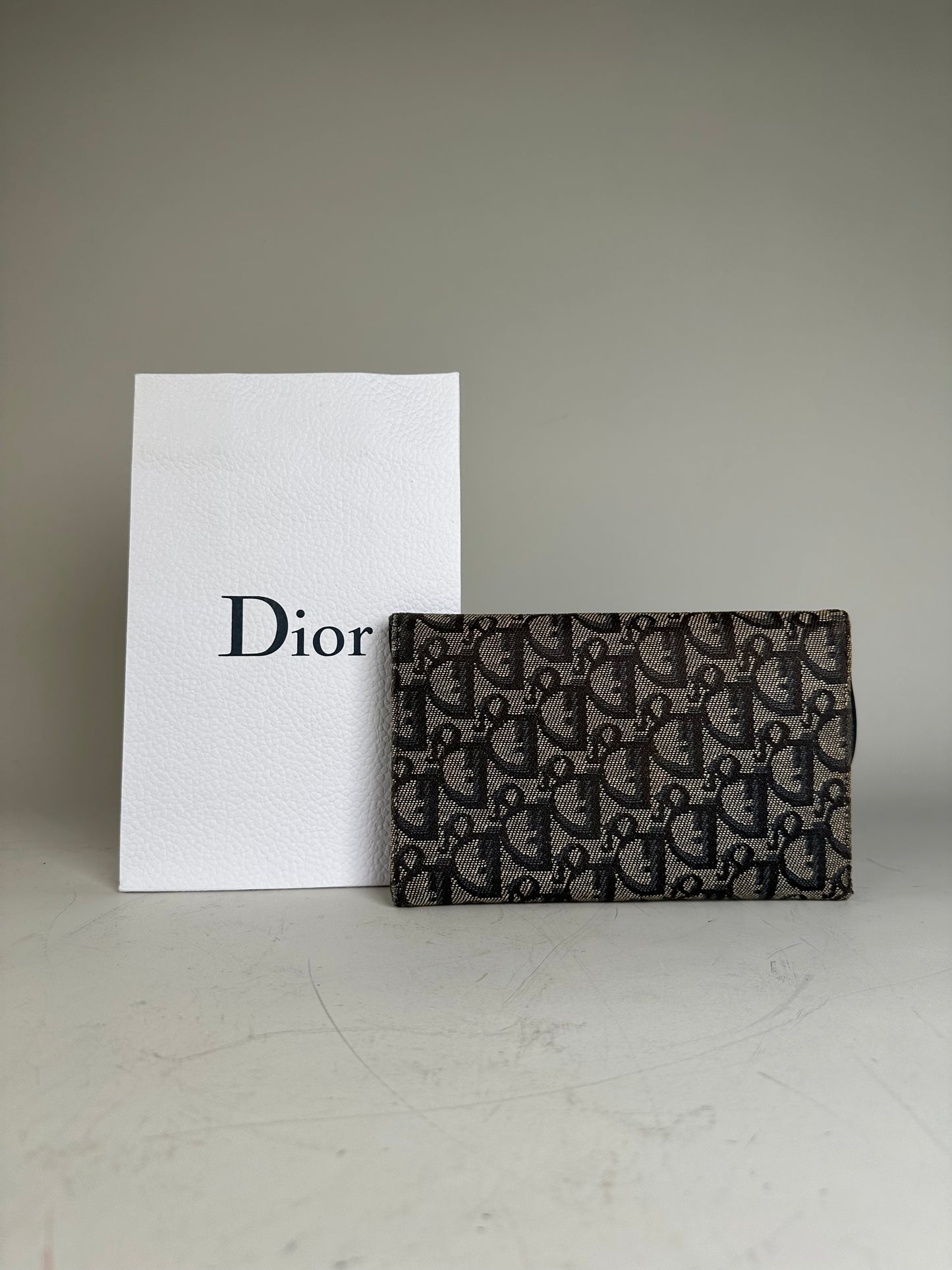 Vintage Dior Oblique Canvas Wallet Beige Brown Gold